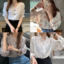 여성 블라우스 봄 나들이 휴양지 쉬폰 바캉스 꽃무늬 여성봄