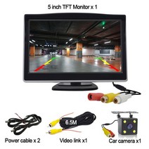 카비디오 자동차 hd 비디오 자동 주차 모니터 4.3 인치 자동차 백미러 모니터가있는 ccd 자동차 후면보기 카메라 반전 led 야간 투시경, 5인치 플러스 카메라