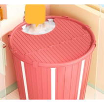 접이식 욕조 찜질기 반신욕 다이어트 소확행 힐링템, 미디엄 코랄 레드 - 커버드