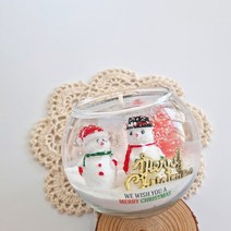 (눈사람)(수반용기*2개)크리스마스 캔들 양초 젤캔들 만들기 키트, 화이트머스크, 레드