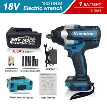 샤렌치 Kamolee-1800 NM 토크 DTW700 브러시리스 전기 임팩트 렌치 마끼다 18V 배터리용 1/2 리튬 이온, 05 1x60Ah Bat Plastic_02 EU