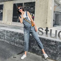 나미나라 멜빵 점프슈트 여자 여행 청 쇼핑 휴양지룩 데일리패션 연 긴 바지