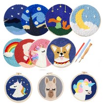 우아한클릭 초보 펀치니들 세트 +돗바늘+가위+바늘, 붉은 노을(기본바늘포함)