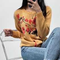 오오엘 여성용 라운드 블라썸 가디건
