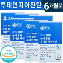 식약처 인증 팜탑 루테인 지아잔틴 30캡슐 1일 1캡슐 식물성 캡슐 비타민 미네랄 온가족 건조한 침침한 눈 보호 영양제 체력 기력 관리 건강 기능 식품 홈쇼핑 방송 정품 루태인, 6박스(6개월분), 500mg x 30캡슐