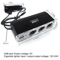 자동차 시거잭 멀티 소켓 충전기 어댑터 트리플 스플리터 abs 검 시가 라이터 USB 포트 차량 시가잭, 없음