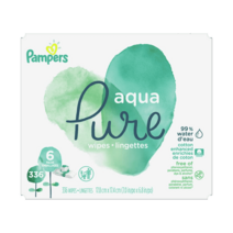 Pampers Aqua Pure Baby Wipes 팸퍼스 퓨어 아쿠아 아기 물티슈 무향 캡형 56장 6팩 (336장)