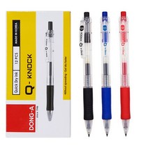 [ABC 문구]동아 Q-KNOCK 큐노크 볼펜, 0.5mm : 1갑(12자루) x 흑색