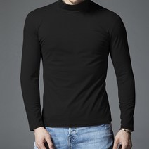 남자 반목티 반목 폴라티 면 스판 터틀넥 티셔츠