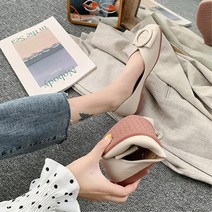 여성 파스텔 발레리나 고무 플랫슈즈 하객룩 발레리나플랫 발편한플랫 캐주얼 코디