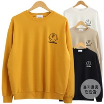 키홍샵 찰리 브라운 자수 라운드넥 커플 여자맨투맨 티셔츠 맨투맨