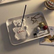곰돌이 레터링 케이크 인센스홀더제작 인센스트레이 향홀더 받침대 기념일 생일 선물, 배송 메세지의 기제 해주세요 ex)HBD YOUNG, 딸기크림 곰돌이 케이크