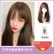가발 머리 내추럴 풀커버 롱 생머리 내추럴 에어 앞머리 스위트 헤어 커버-101543, 초코45cm