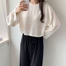 [무료배송]베이직 라운드 여성 봄 가을 긴팔 니트 크롭 티셔츠 데일리룩 개강룩 스웨터