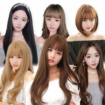 마롱패션 여자 웨이브 긴머리 단발 통 가발 피스 반 패션 티안