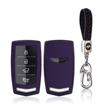 CEBAT FOB 키 케이스 커버 프로텍터 TPU 키리스 엔트리 리모컨 홀더 키 체인 4버튼 키체인 쉘 현대 제네시스 2017 2018 2019 2020 G70 G80 G9, Purple