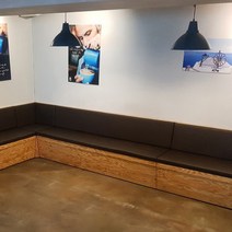 서울 붙박이 소파 파는곳 업소용 쇼파 추천 (민자형), 짙은 프레임, DS 112(진그레이)