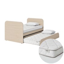 한샘 샘키즈 슬라이딩침대 SS_풋보드형+샘키즈 알러지케어 매트리스 SS 2개, 라이트메이플(B)