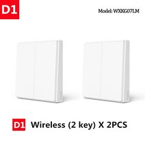 Aqara D1 스마트 지그비 무선 벽 스위치 미지아용 스마트 홈 조명 제어 스위치 제로 라인 파이어 와이어, D1 Wireless 2KeyX2