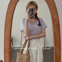 [슈가펀] (md추천)위켄 데일리유넥 모달티셔츠/반팔/라운드/루즈