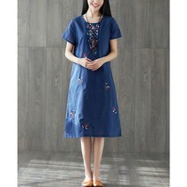 퓟품떽 여성 여름 플라워 꽃무늬 자수 린넨 면마 원피스 여름원피스 면마원피스| 린넨원피스 플라워원피스 콘잃축 uoN2m+J36q2
