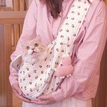 부투펫 강아지슬링백 초경량 이동가방 포대기 아이보리 브라운 꽃무늬