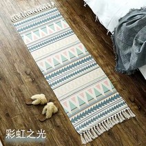 면카페트 럭셔리 보헤미아 민족 스타일 코튼 린넨 소프트 매트 카펫 러그 수제 술 거실 침대 옆 바닥 패드 홈 Boho 인테리어