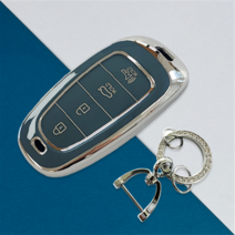 현대차 키케이스 캐스퍼 더뉴 올뉴투싼NX4 그랜저IG 싼타페TM LF NF YF소나타 I30 스마트키커버 트니르, 실버엣지_블루, G타입