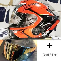 바이크 부품 풀페이스 오토바이 헬멧 X14 화이트 뒤 라이딩 모토크로스 레이싱, 05 A with gold visor_01 M