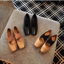 여자구두 여성신발 빅사이즈구두 플랫슈즈 미들힐 하이힐 001 [Dong Gejia] 스퀘어 토 발레 슈즈 여성 레트로 스트랩 싱글 슈즈 페어리 발레 슈즈 아우터 두꺼운 힐 Mary Jane