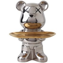 [만능공방]BHM 감성 인테리어 소품 트레이 25cm*18cm*16cm현관 거실 차키 악세사리 탁자 협탁 수납 트레이 이사 집들이 선물, 실버