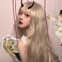 천사 공장 도매 일본식 소프트 소녀 가발 여성 긴 스트레이트 헤어 베이지 화이트 페이스 트리밍 푹신한 현실적인 화학 섬유 가발, 라이트 핑크