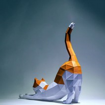 페이퍼크래프트 동물 종이공예 3D 종이 모델 수제 62cm 뻗어 고양이 DIY Papercraft 홈 장식 책상 퍼즐 교, 한개옵션1, 한개옵션0