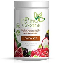 My Fruit and Greens 슈퍼푸드 파우더 데일리 프로바이오틱 보충제 믹스 스무디 운동 음료 및 다이나믹 슈퍼 푸드 주스 케일 가루 야채 항산화제 30회 제공량, 초콜릿