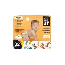 헬로벨로 프리미엄 아기 기저귀 사이즈 2 I 32개 일회용 초흡수성 저자극성 친환경 아기 기저귀 포근하고 편안한 착용감 I Sleepy Sloths, 원정 여행, 140