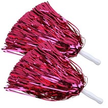 ICObuty 메탈릭 치어리딩 폼폼 포일 플러피 30.5cm(12인치) 2팩 스포츠 스쿼드 댄스 헨 파티 무대 퍼포먼스 축하용 (퍼플/골드), Hot Pink