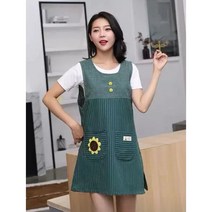옆단추 특대앞치마 어린이집 유치원 카페 작업 다양한용도, 해바라기 그린, 1개
