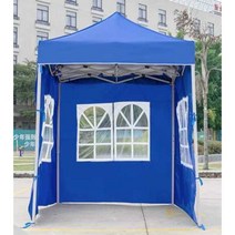 캐노피천막 야외 행사용 그늘막 몽골식 텐트 접이식, 2x2 블루 + 아트 창 4개(지퍼 포함)