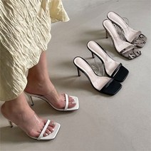 셀러허브 패션 [오노마] ONM 스퀘어코 슬리퍼구두 PVC 여름구두 데일리 키높이 힐