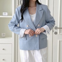 코지 여자 단정한 커리어우먼 스타일 세미 크롭 정장 자켓