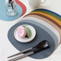 타원형 실리콘 방수 테이블매트 에그 개인 식탁 매트 바닥 패드 보호 깔개, L사이즈-민트