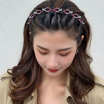큐빅 집게머리띠 볼륨머리띠 벼머리 앞머리고정 얇은 큐빅머리띠 제니 화관머리띠CS0032, 화이트