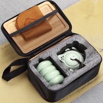 아트미니 휴대용 다기세트 다관 찻잔 이동식 여행용 다도세트, 단일사이즈, 9_연옥색 다관1 찻잔4 (가방포함)