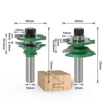 판넬절단기 2PC 12mm 정강이 제기 패널 캐비닛 도어 라우터 비트 세트-2Bit Ogee 목공 커터, 01 12mm shank