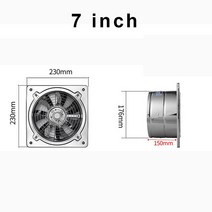 업소용 환풍기 창문 화장실 욕실 배기휀 스테인레스 스틸 주방 인공 호흡기 배기 연기 가정용 팬 벽, 02 7 inch