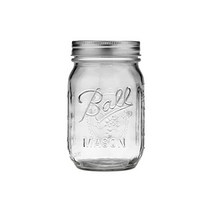 Ball 넓은 입구 파인트 473.2ml16온스 메이슨 병 뚜껑 및 밴드 포함 통조림 또는 드링크웨어용 8개입127519, Regular Mouth, Mason Jars