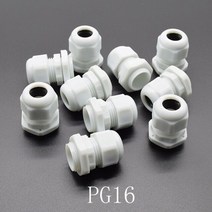 케이블글랜드 10pcs ip68 흰색 pg7 pg9 pg11 pg13.5 pg16 3-6.5mm-14mm 와이어 케이블 ce 방수 나일론 플라스틱 케이블 글 랜드 커넥터, 10화이트pg16