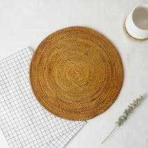 라탄소재 원형 식탁매트 테이블 깔개 홈카페 홈브런치 트레이 1개, 30*30, 라탄 원형 테이블 매트