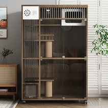고양이 빌라 캣타워 숨숨집 하우스 아크릴 타워 빌딩, 브라운 높이 150 폭 110 깊이 60