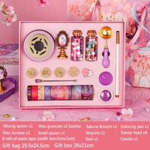 화각장 미니 자개 문갑 왁스 인감 스탬프 세트 상자 키트 옻칠 공예 용품 결혼식 초대장 장식 씰링 스탬핑 플레이트 용융, 14-15pcs